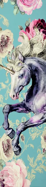 Free dragon bookmark featuring a galloping unicorn illustration